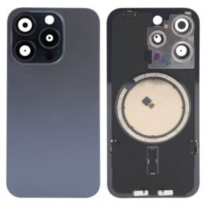 iPhone 15 Pro Max Tapa Trasera con Soporte de Metal Titano Azul